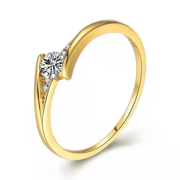 Mens Gold Alloy Round Engagement Ring visax