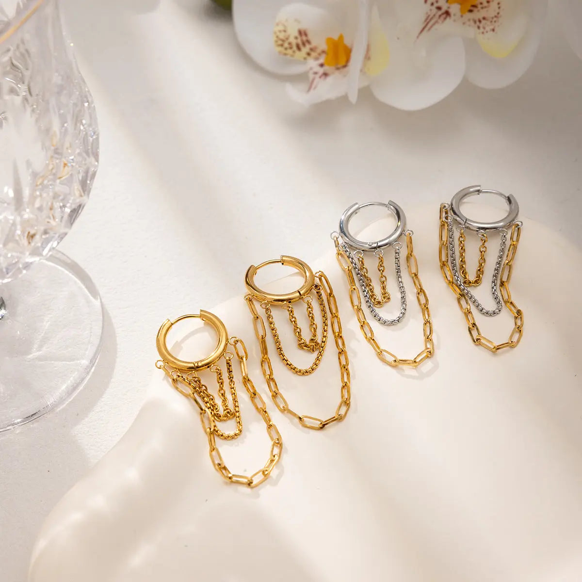 Stainless Steel Earrings With A Chic Tassel Design - visax