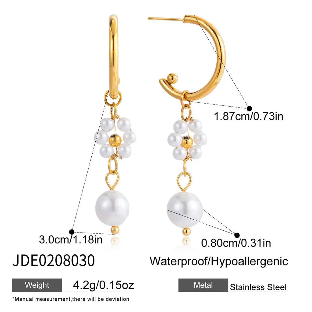 Pearl Stainless Steel Earrings - visax