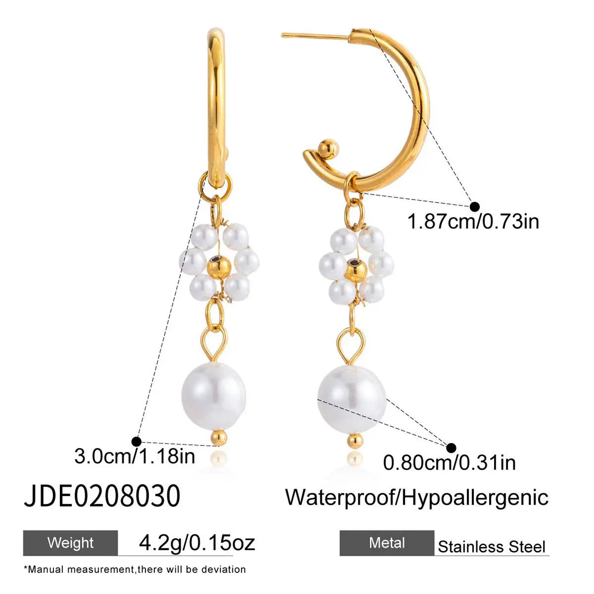 Pearl Stainless Steel Earrings - visax
