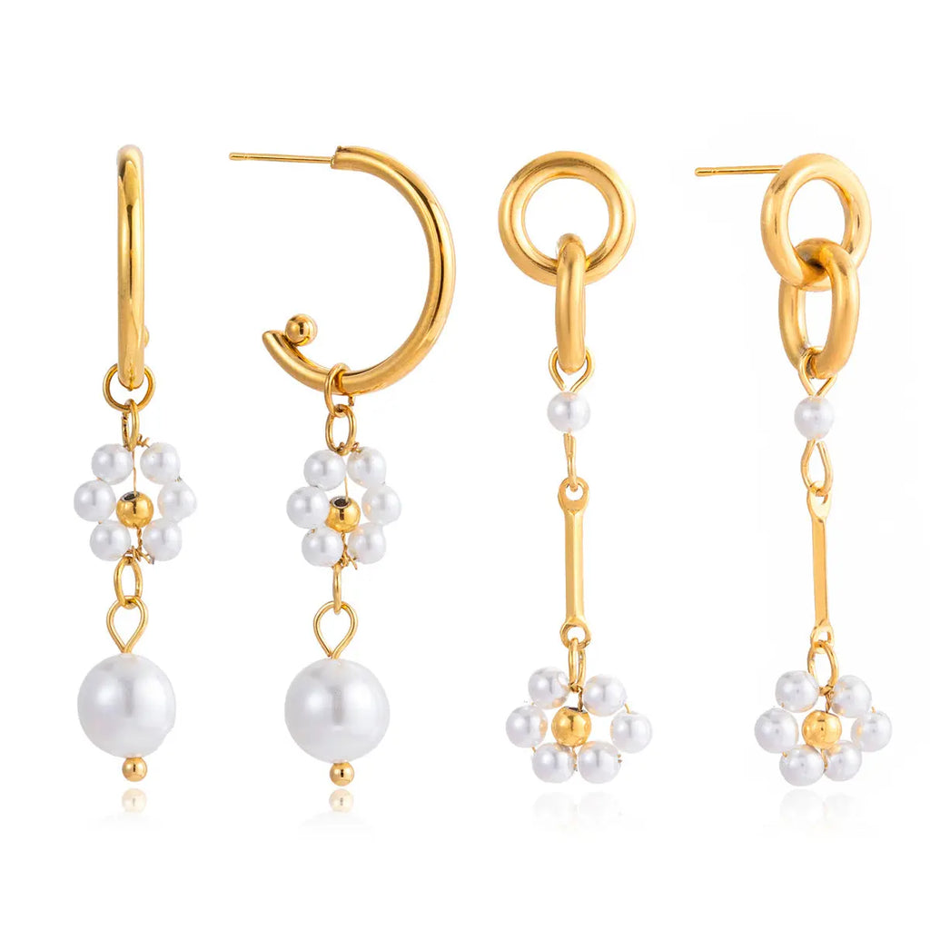 Pearl Stainless Steel Earrings - visax
