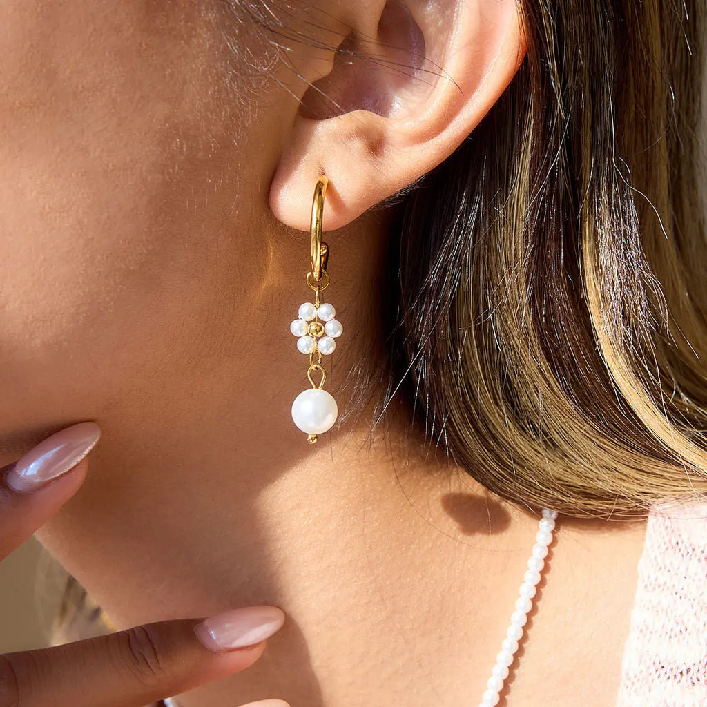 Pearl Stainless Steel Earrings - visax