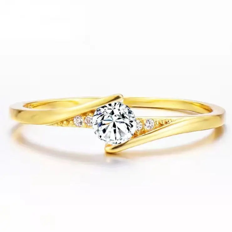 Mens Gold Alloy Round Engagement Ring visax