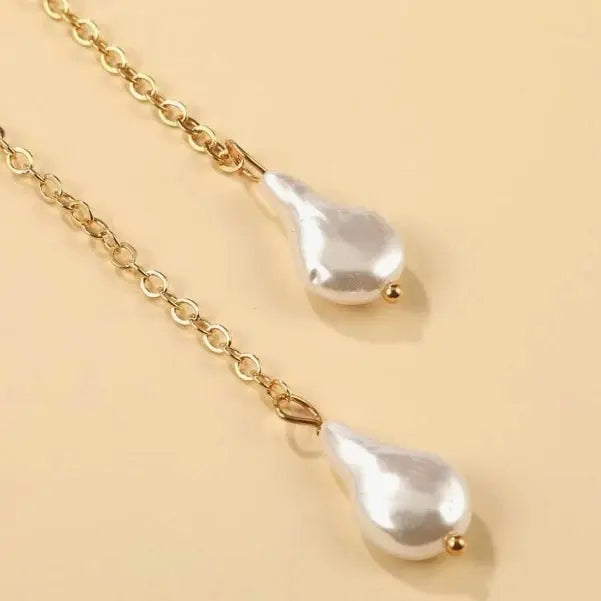 Long Chain Pearl Back Necklace For Women Instagram-worthy And Trendy - visax